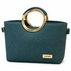 Textured Ring Handle Handbag