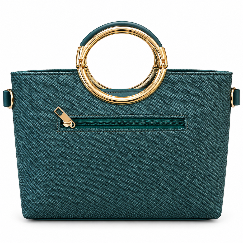 Textured Ring Handle Handbag
