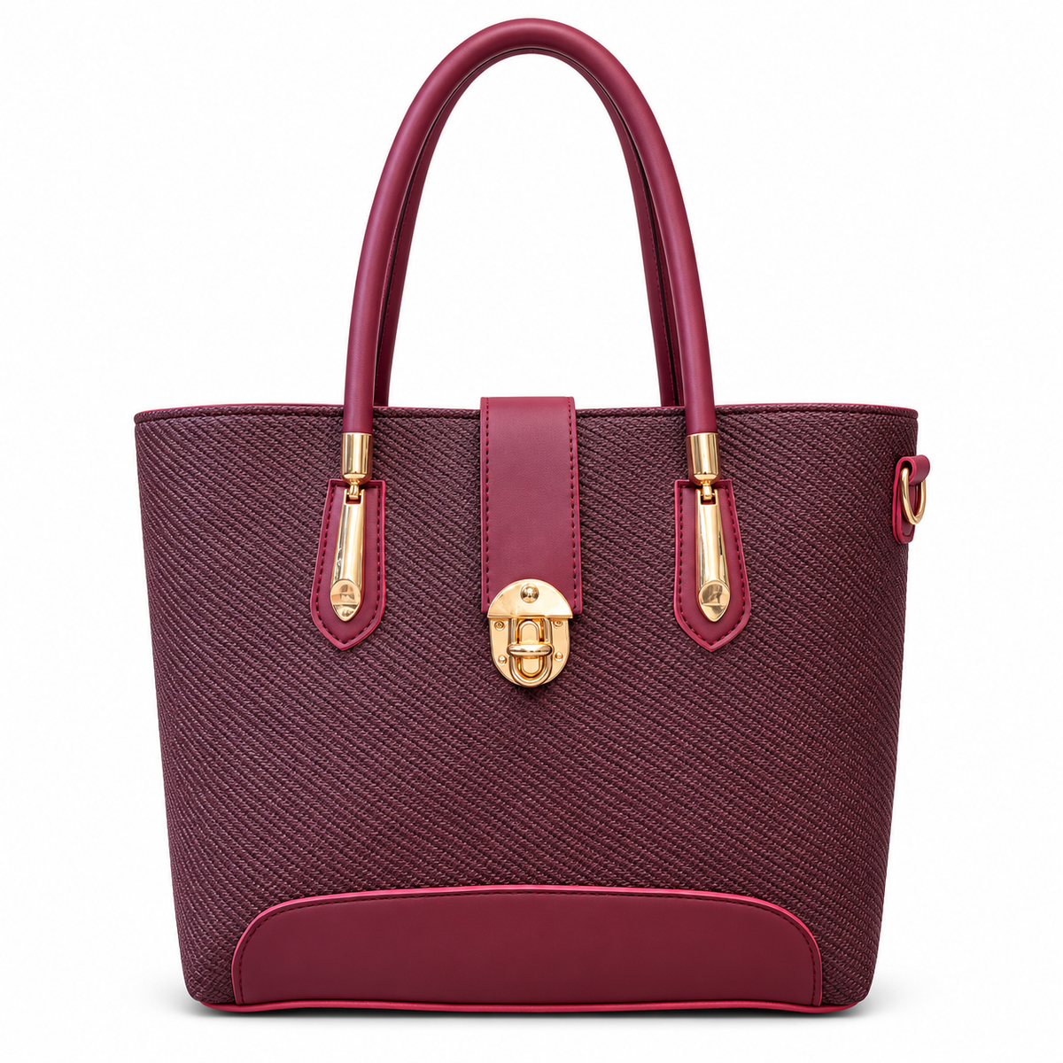 Structured Textured Tote Bag with Buckle Detail