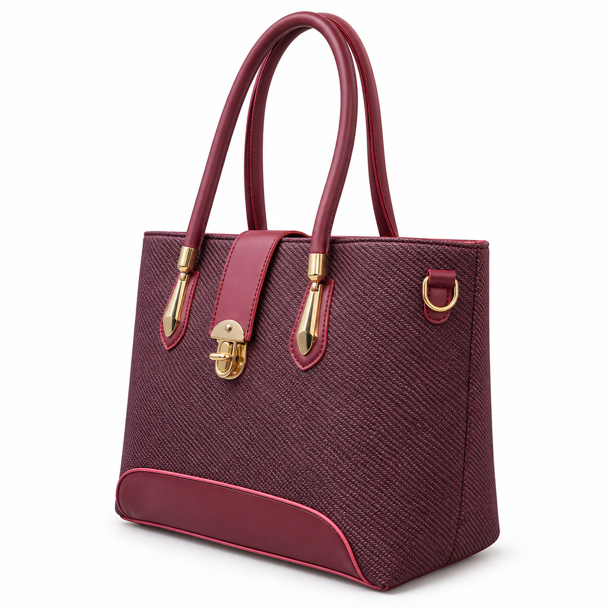 Structured Textured Tote Bag with Buckle Detail