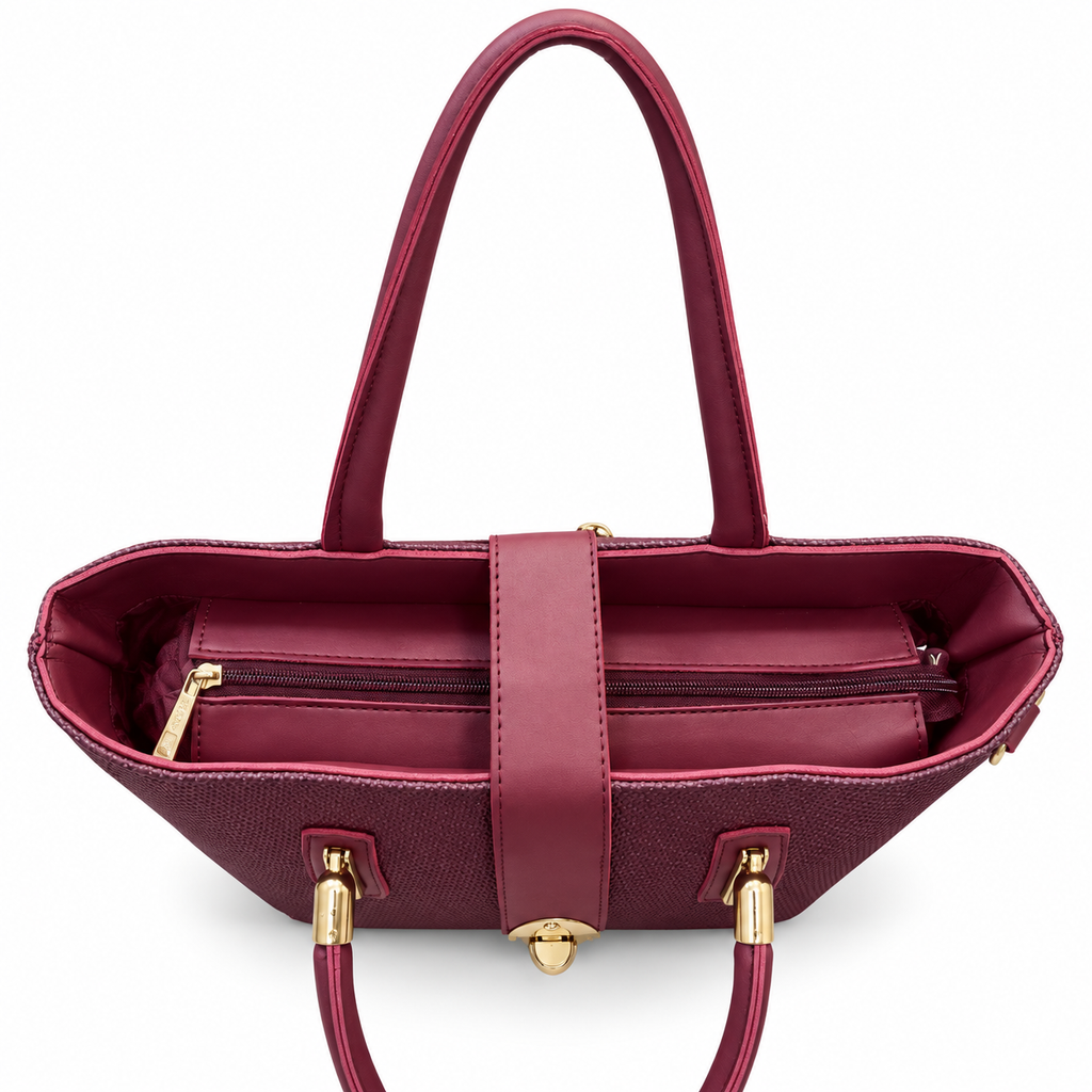 Structured Textured Tote Bag with Buckle Detail