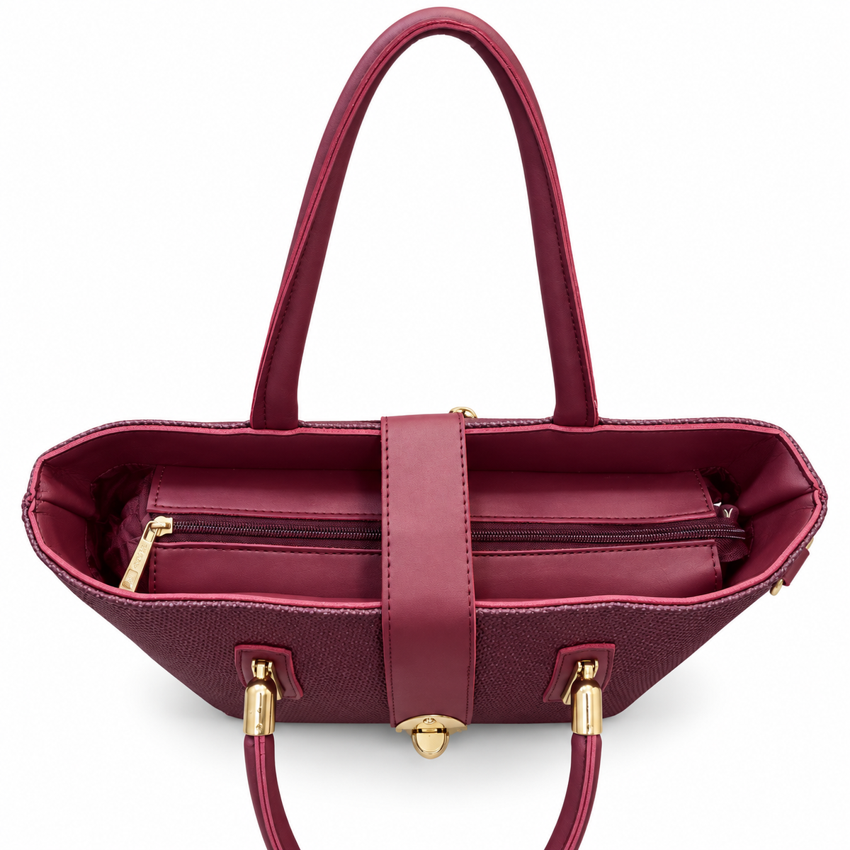 Structured Textured Tote Bag with Buckle Detail