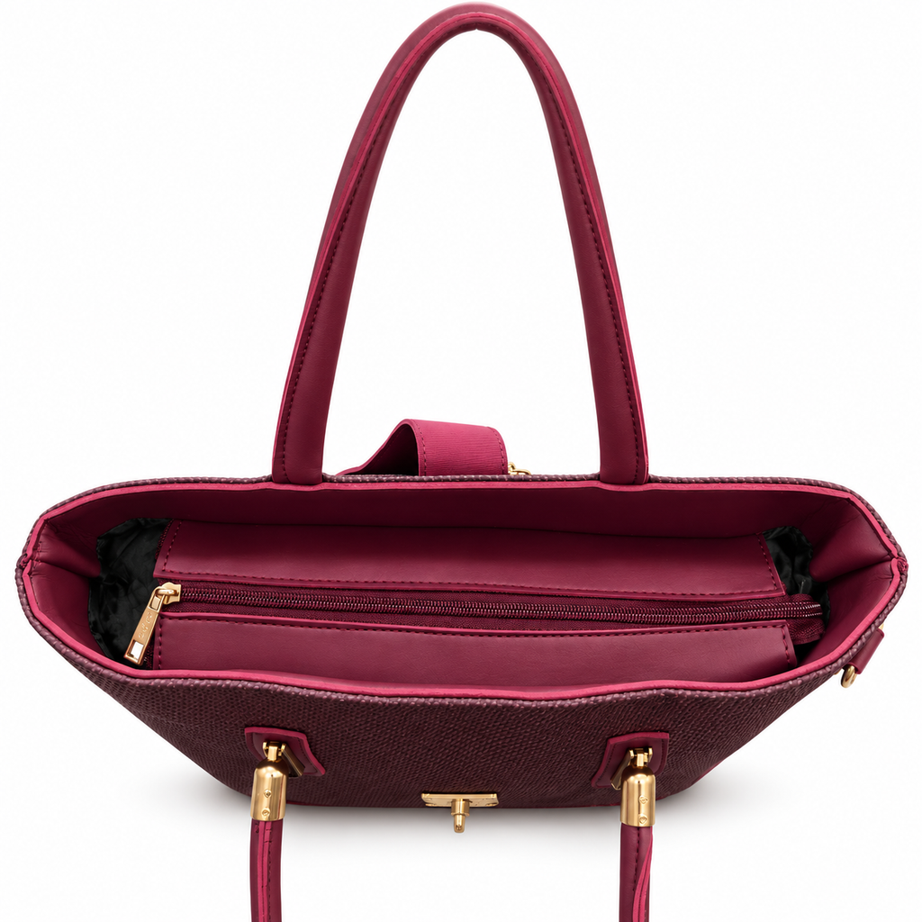 Structured Textured Tote Bag with Buckle Detail
