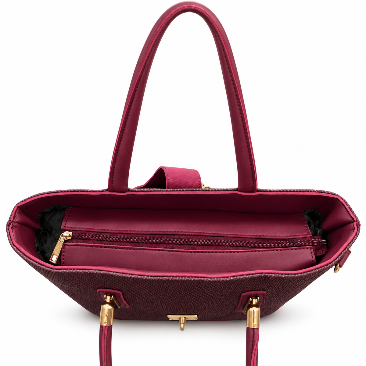 Structured Textured Tote Bag with Buckle Detail