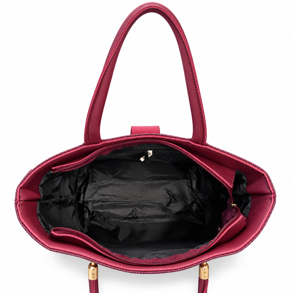 Structured Textured Tote Bag with Buckle Detail