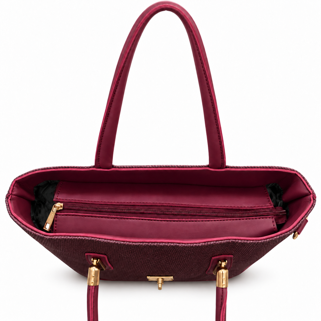 Structured Textured Tote Bag with Buckle Detail