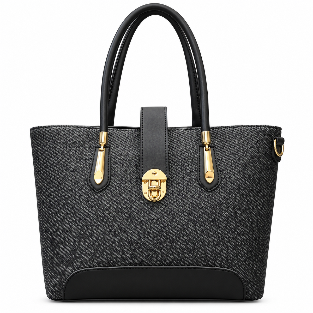 Structured Textured Tote Bag with Buckle Detail
