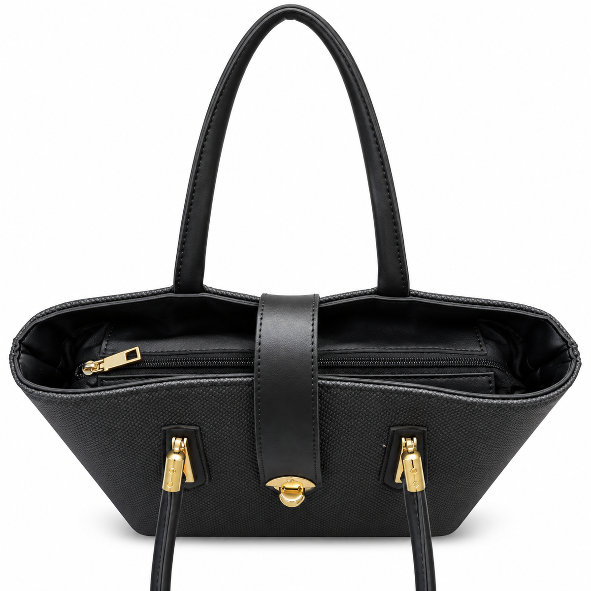 Structured Textured Tote Bag with Buckle Detail
