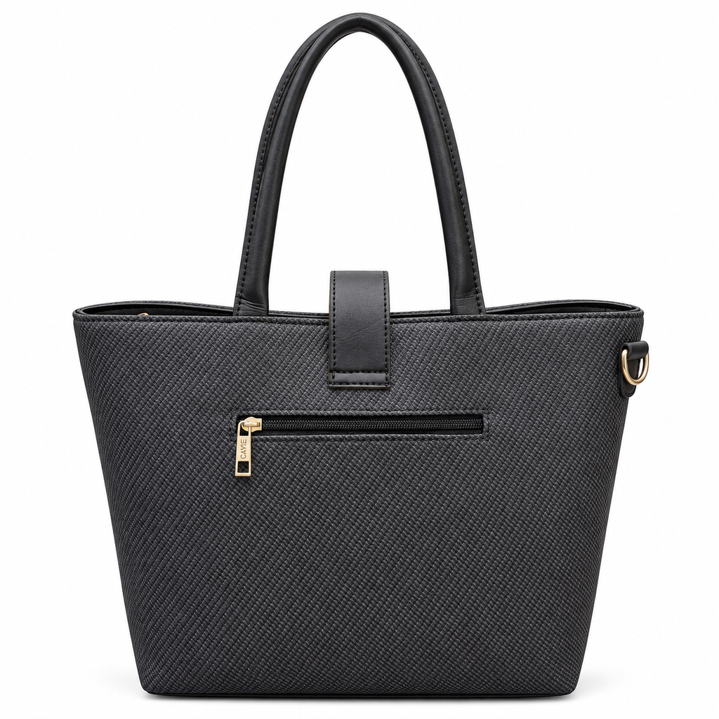Structured Textured Tote Bag with Buckle Detail