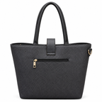 Structured Textured Tote Bag with Buckle Detail