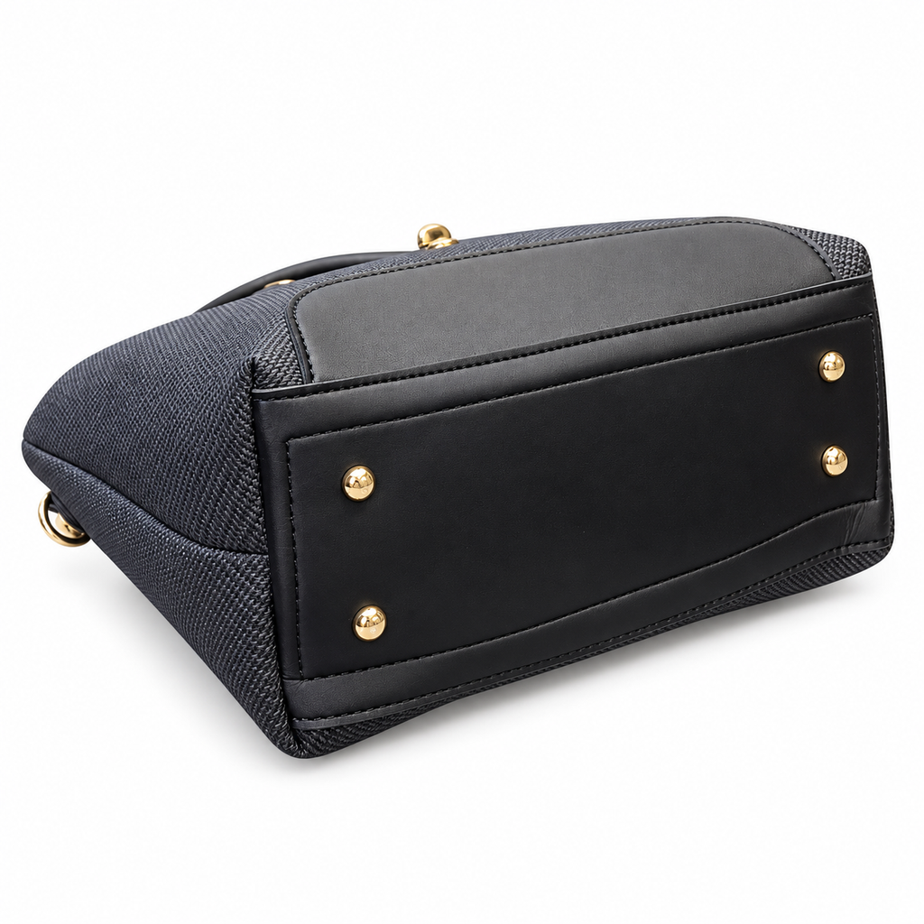Structured Textured Tote Bag with Buckle Detail