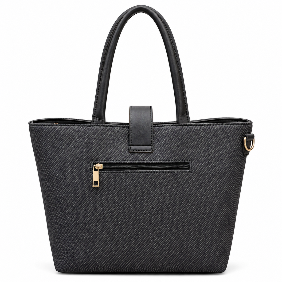 Structured Textured Tote Bag with Buckle Detail