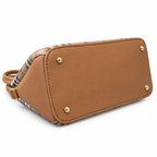 Check-Pattern Structured Handbag with Zippered Divider