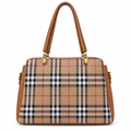 Check-Pattern Structured Handbag with Zippered Divider