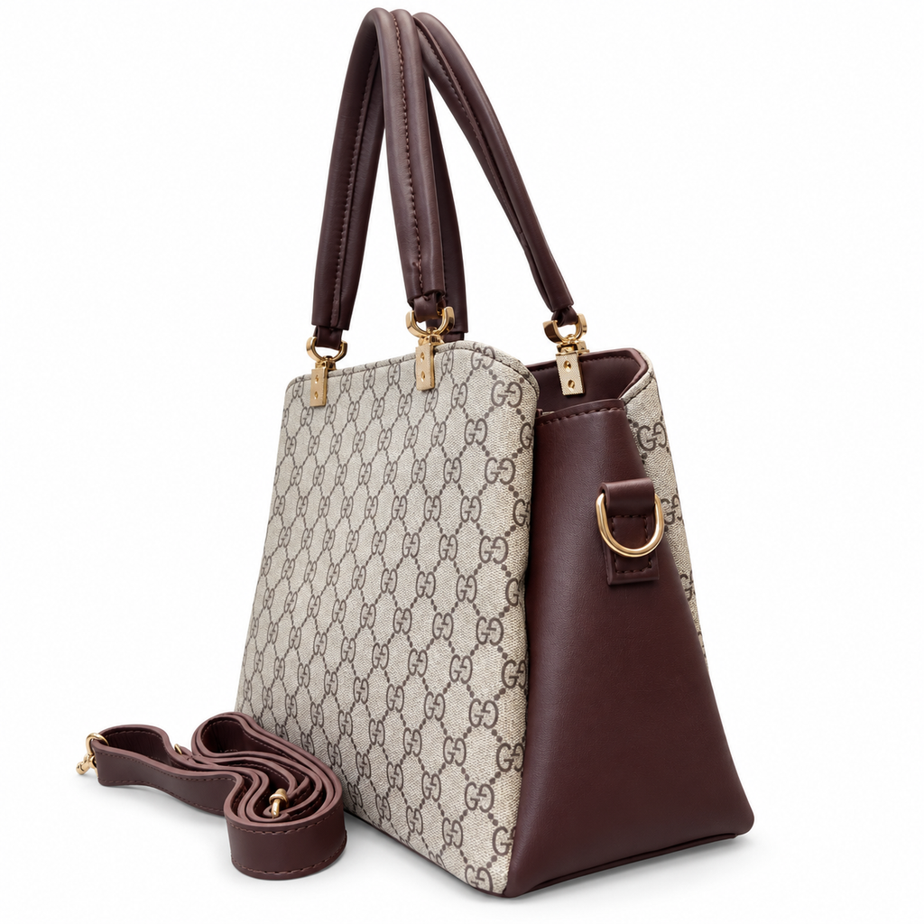 All-Over Patterned Structured Handbag