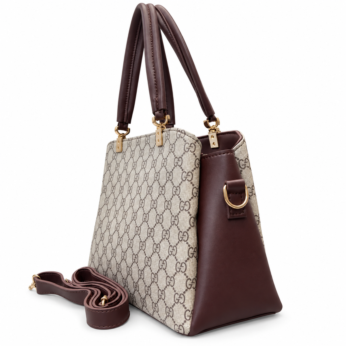 All-Over Patterned Structured Handbag