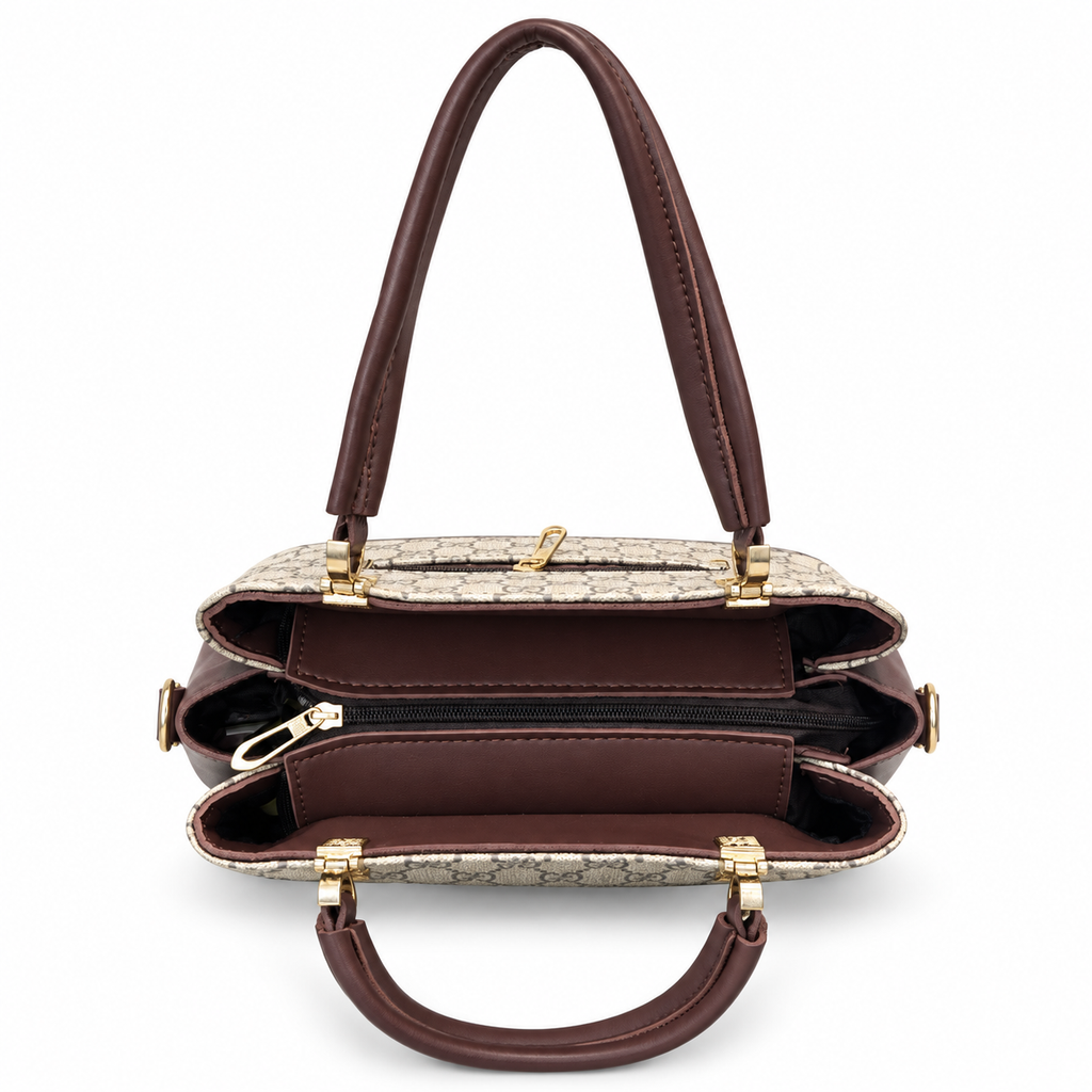 All-Over Patterned Structured Handbag