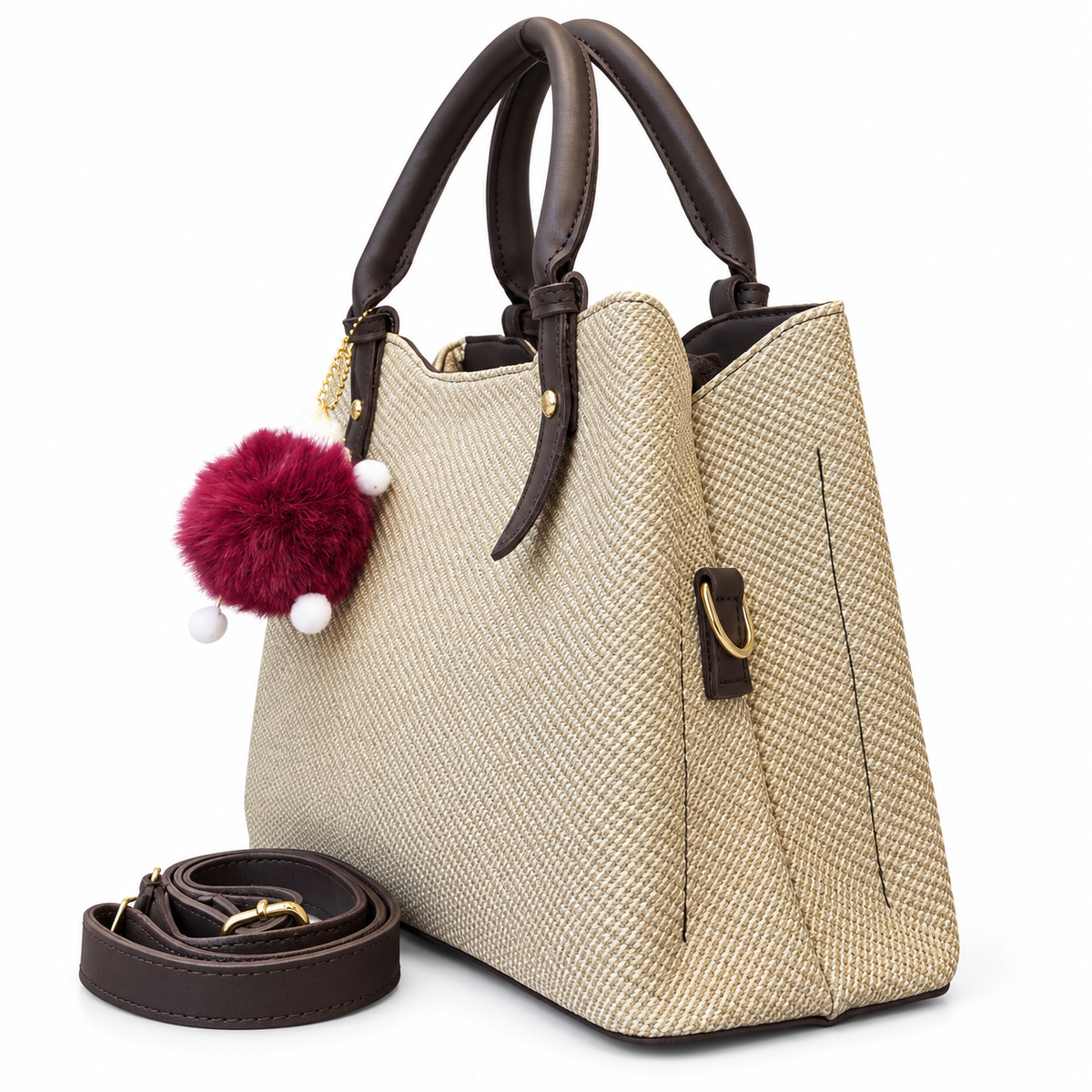 Textured Woven handBag with Shoulder Strap