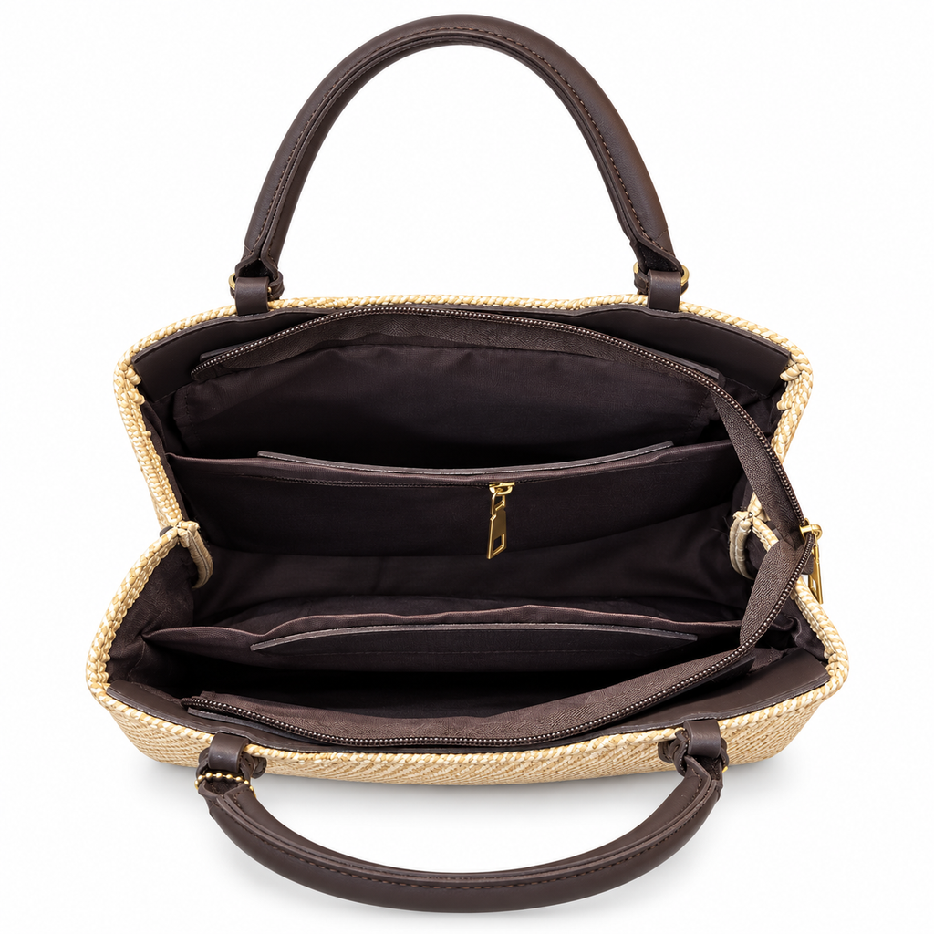 Textured Woven handBag with Shoulder Strap