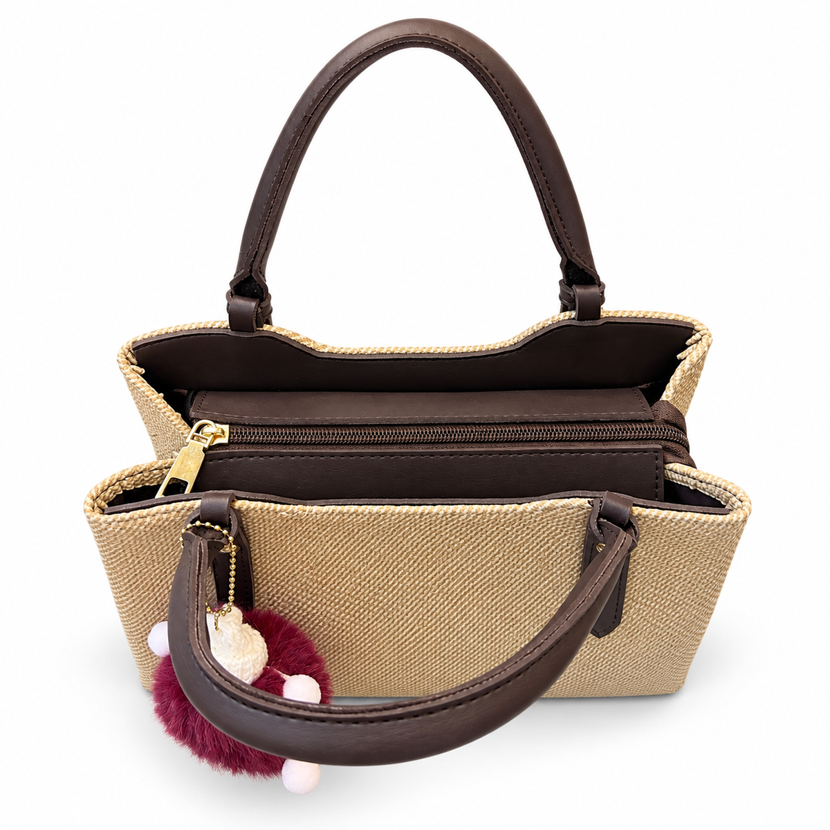Textured Woven handBag with Shoulder Strap