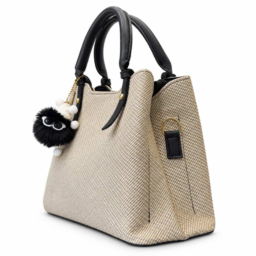 Textured Woven handBag with Shoulder Strap