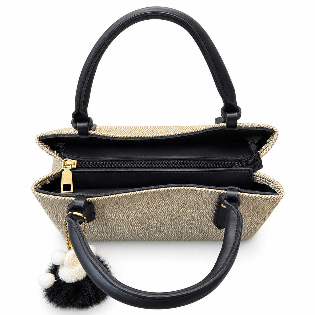 Textured Woven handBag with Shoulder Strap