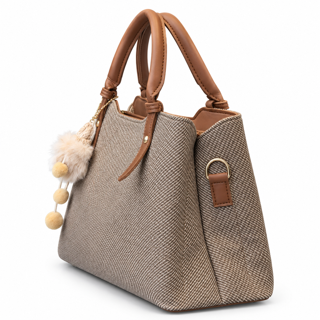 Textured Woven handBag with Shoulder Strap