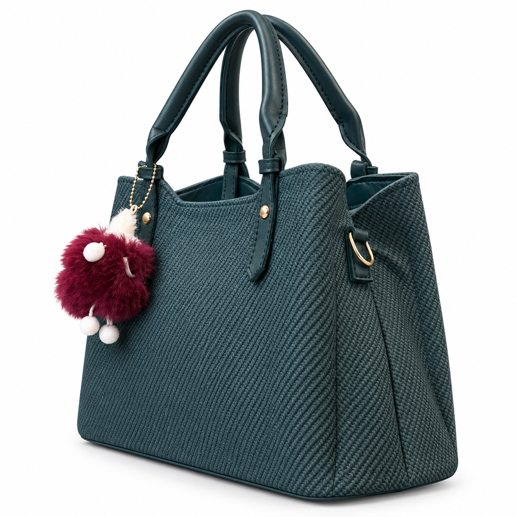 Textured Woven handBag with Shoulder Strap