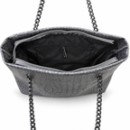 Croc-Embossed Chain Shoulder Tote Bag