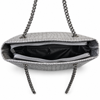 Croc-Embossed Chain Shoulder Tote Bag