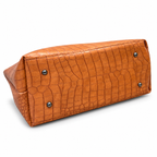Croc-Embossed Chain Shoulder Tote Bag