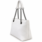 Croc-Embossed Chain Shoulder Tote Bag