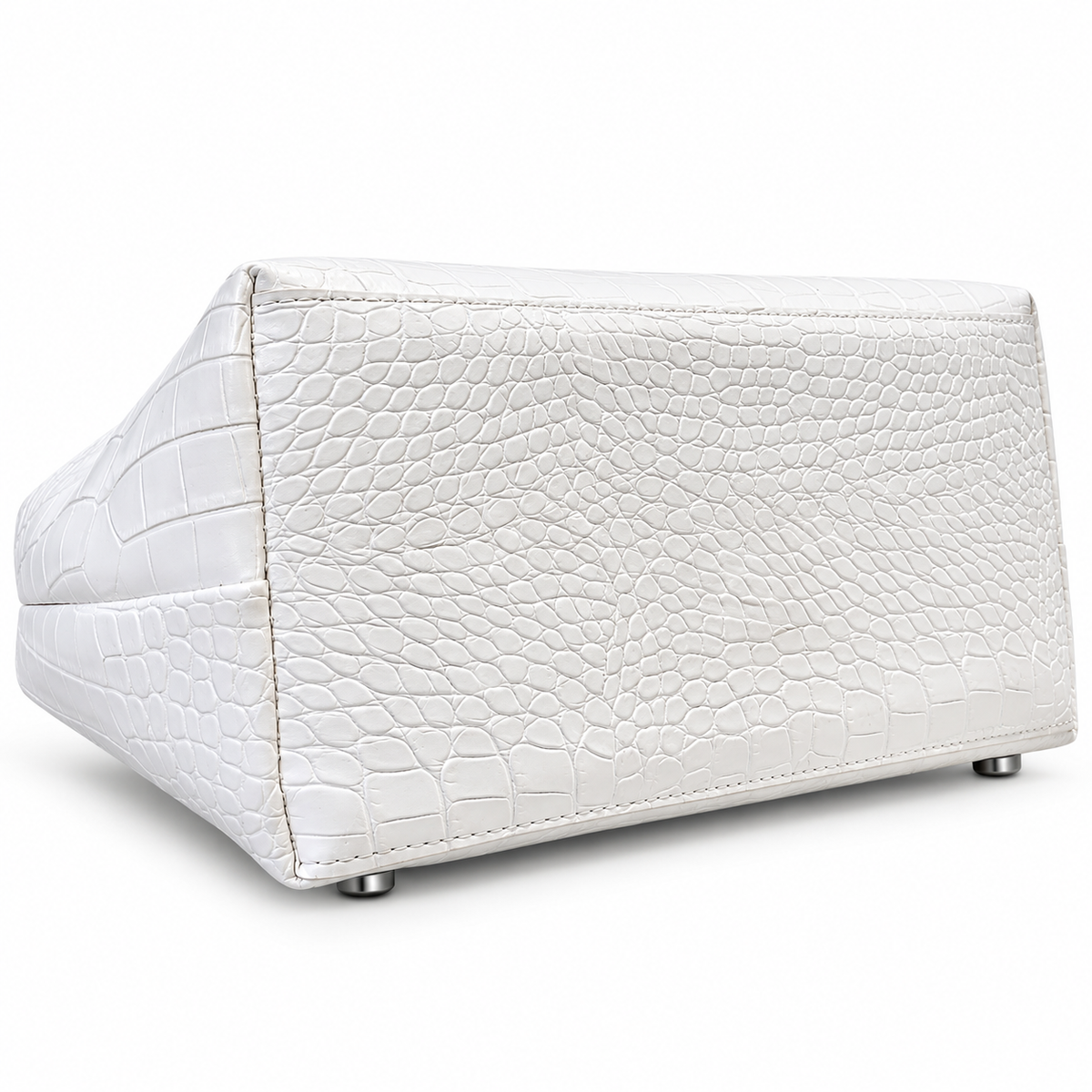 Croc-Embossed Chain Shoulder Tote Bag