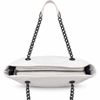 Croc-Embossed Chain Shoulder Tote Bag