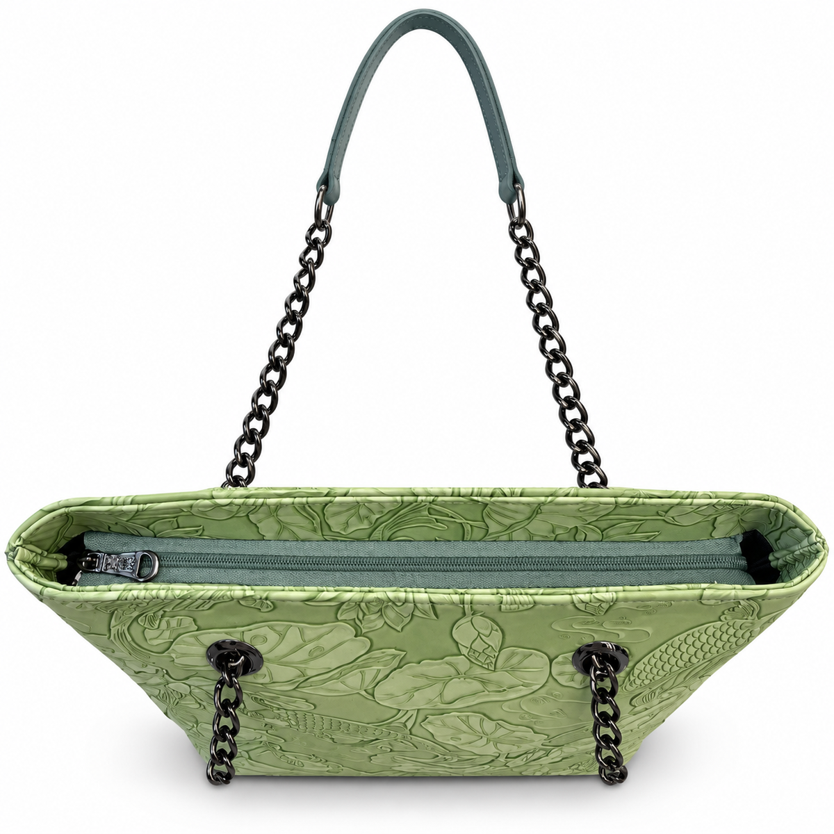 Fish Embossed Chain Shoulder Tote Bag