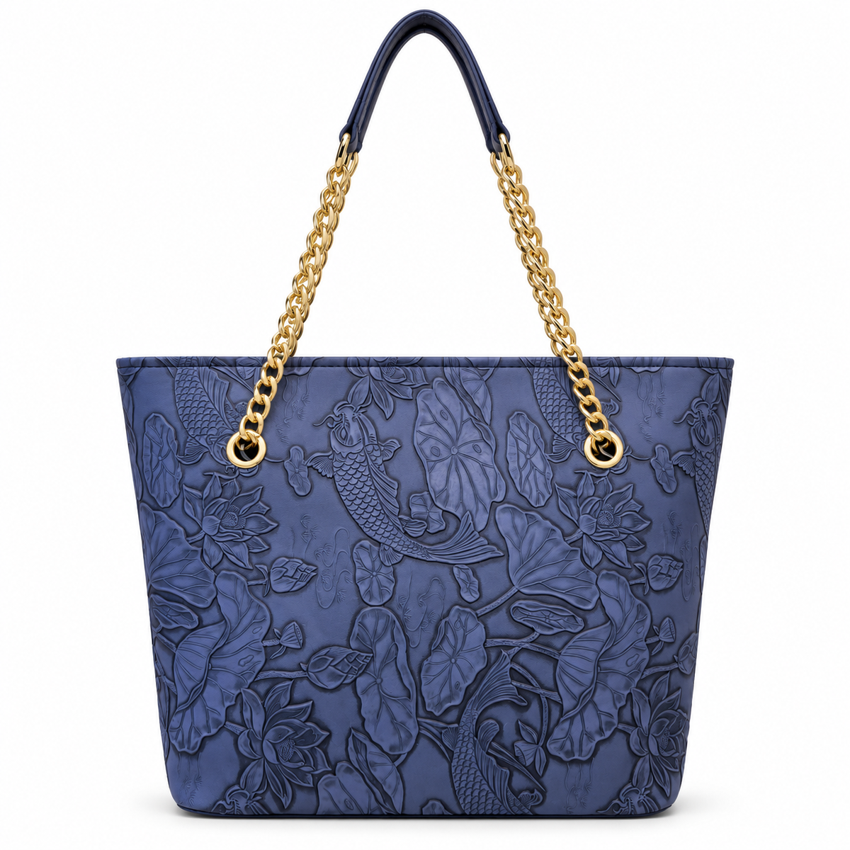 Fish Embossed Chain Shoulder Tote Bag