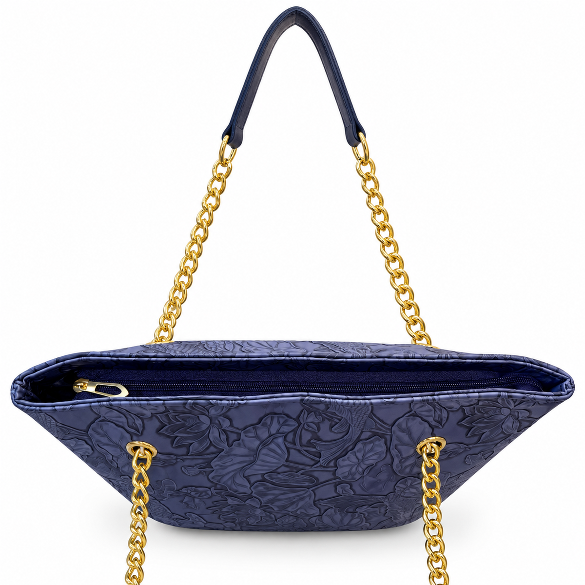 Fish Embossed Chain Shoulder Tote Bag