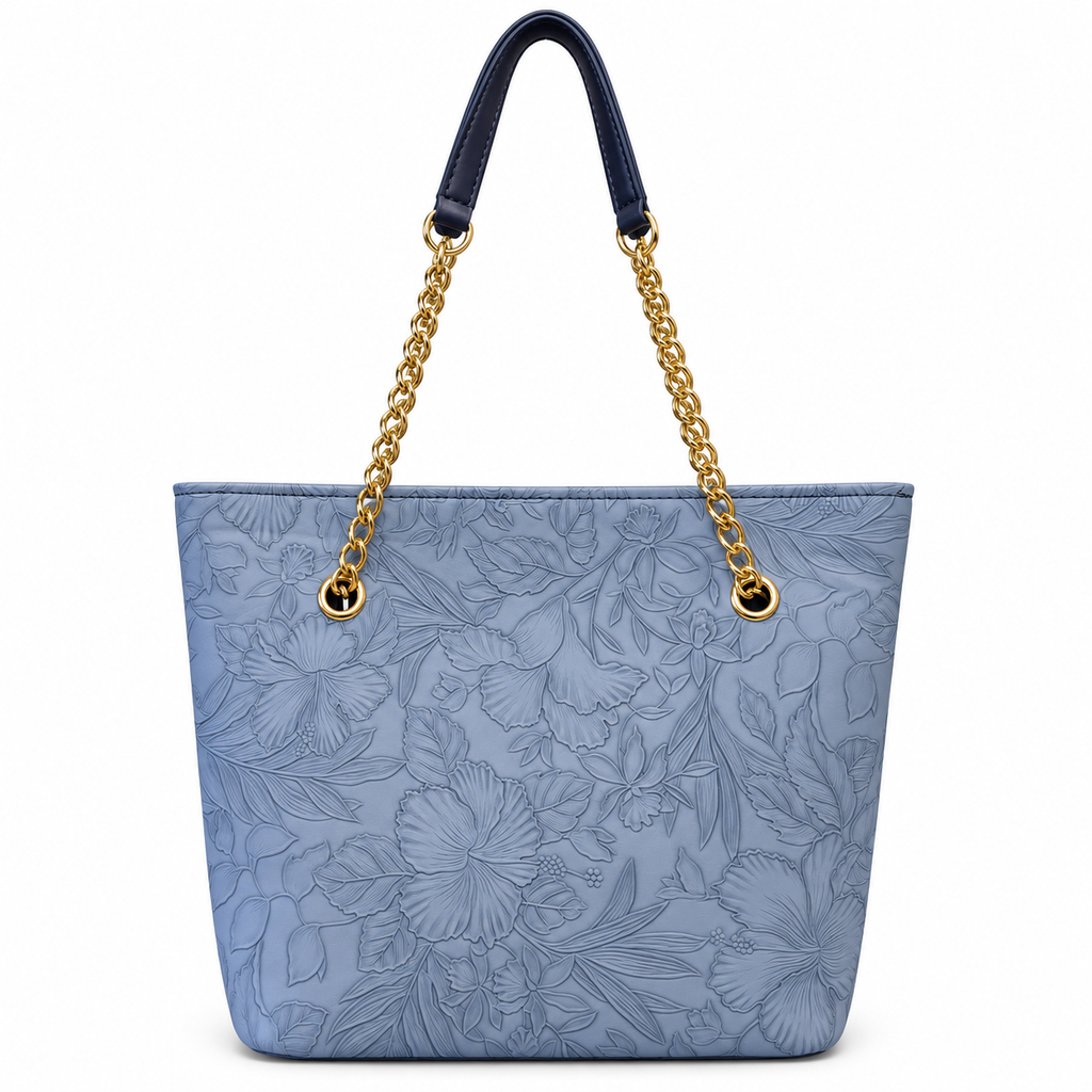 Fish Embossed Chain Shoulder Tote Bag