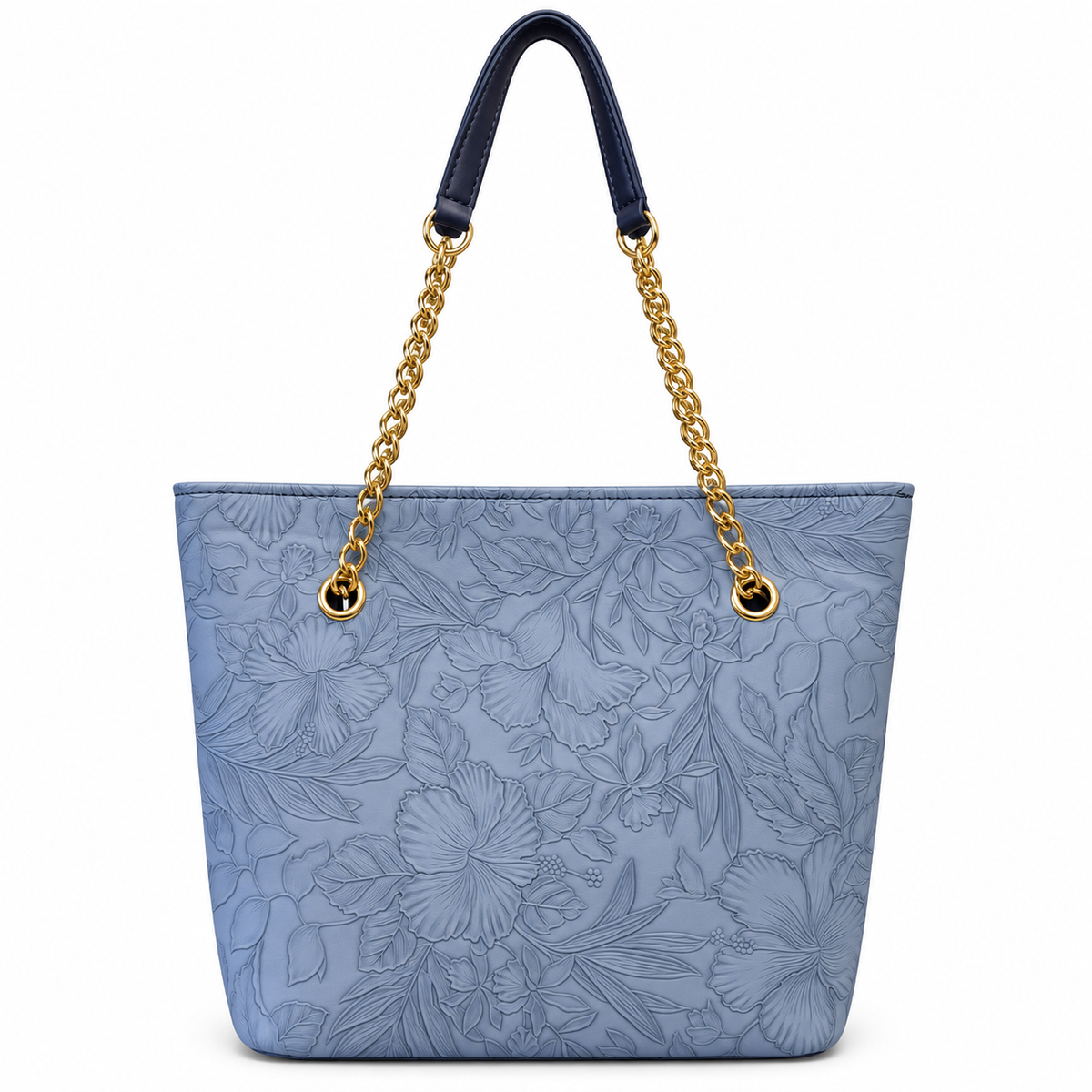 Fish Embossed Chain Shoulder Tote Bag
