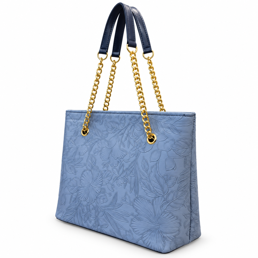 Fish Embossed Chain Shoulder Tote Bag