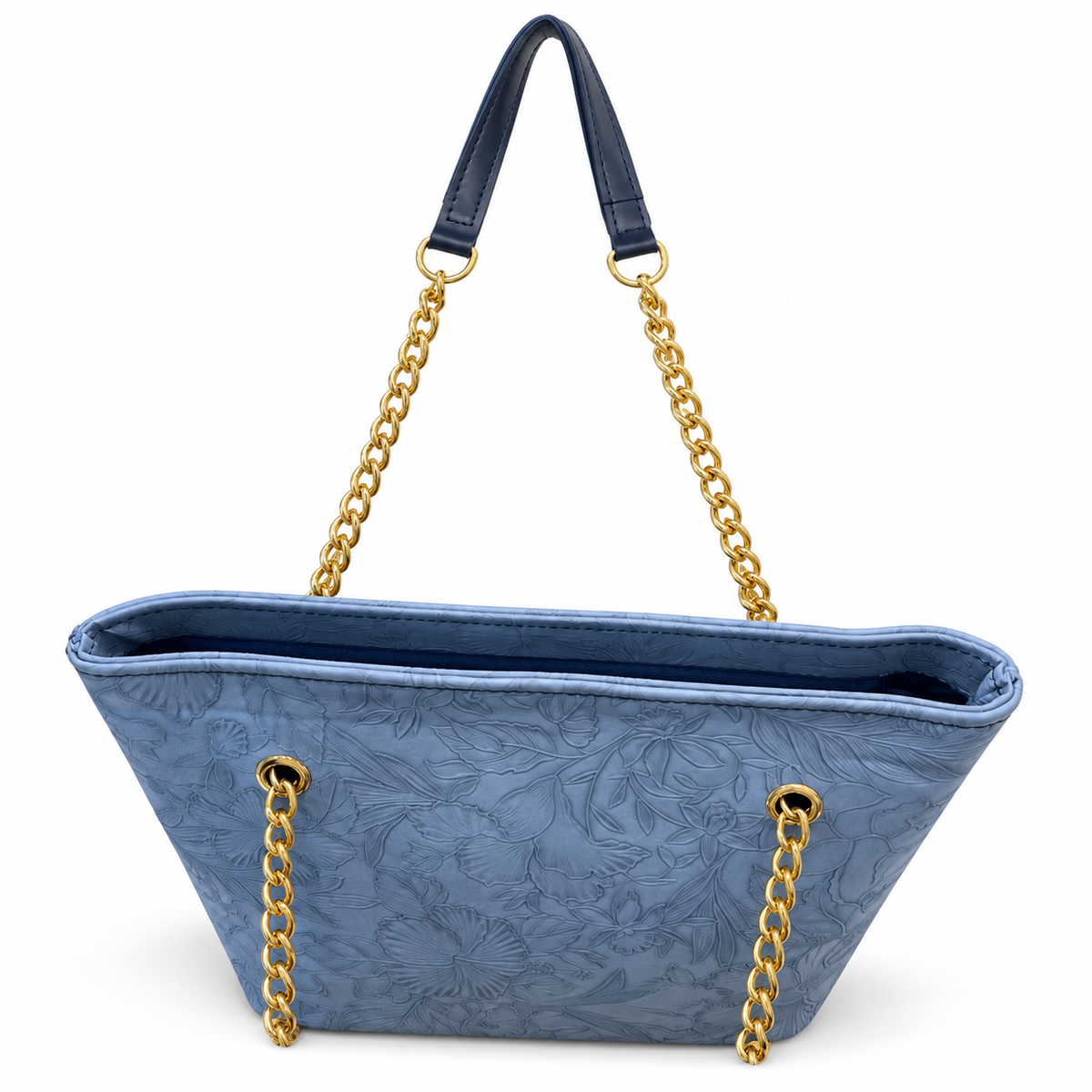 Fish Embossed Chain Shoulder Tote Bag