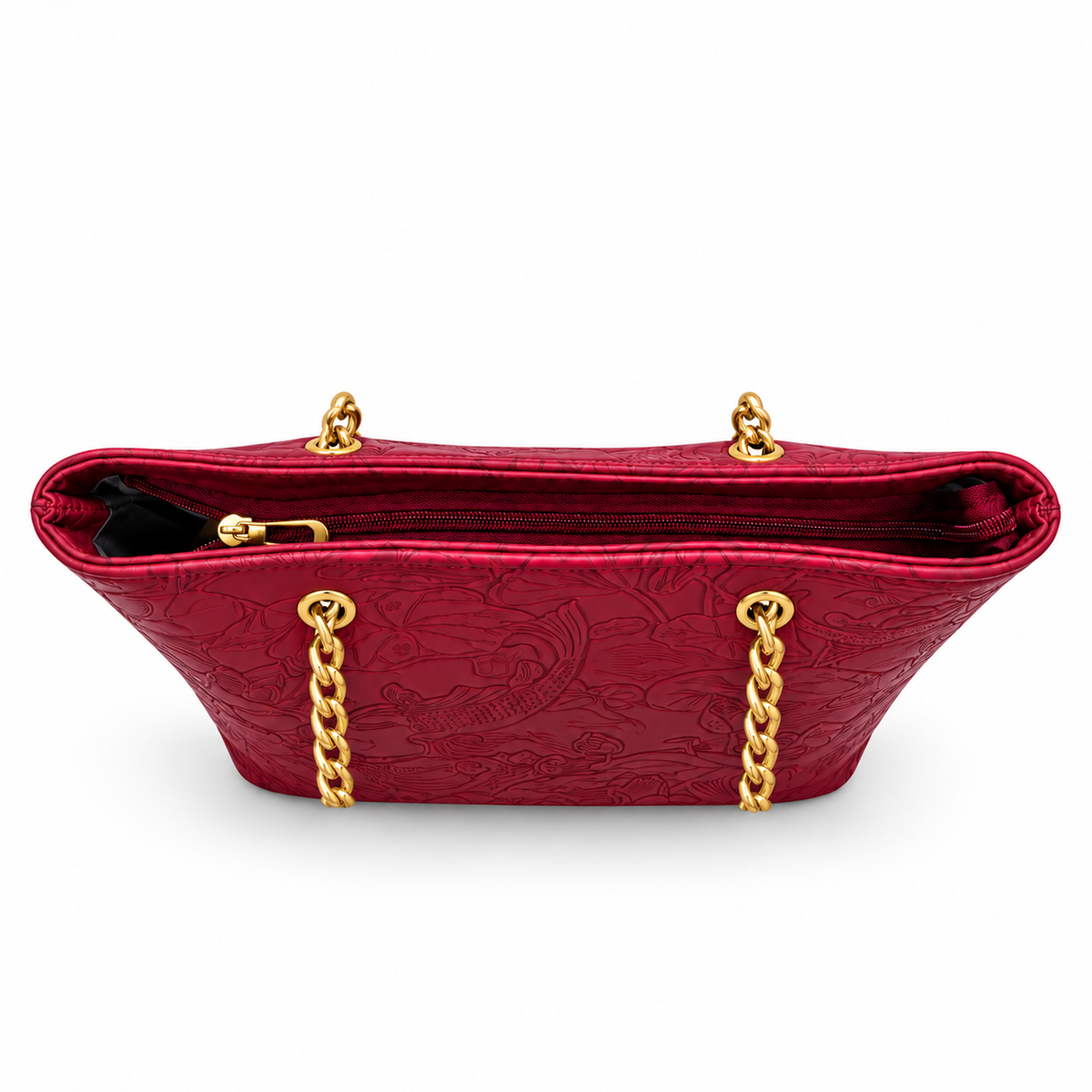Fish Embossed Chain Shoulder Tote Bag