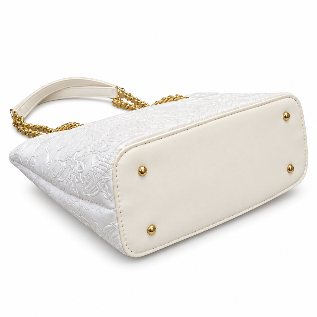 Fish Embossed Chain Shoulder Tote Bag