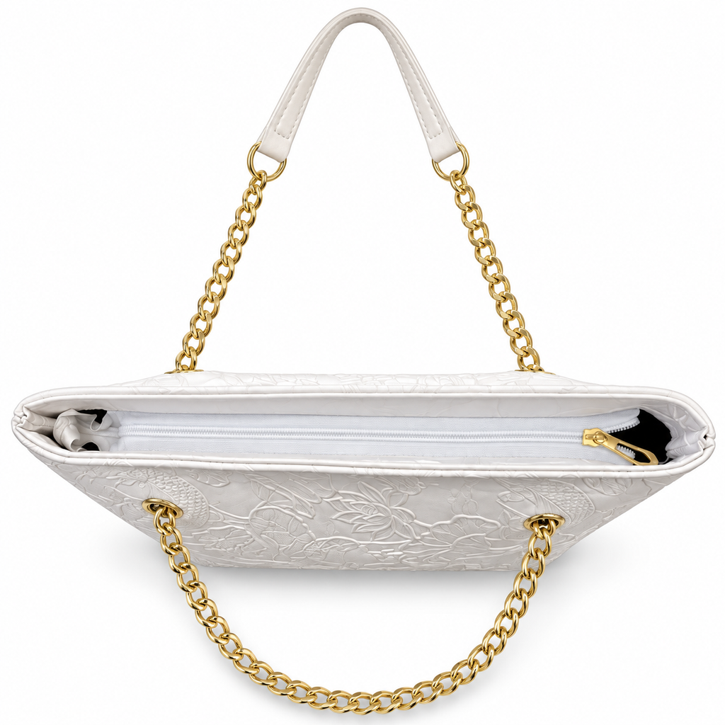 Fish Embossed Chain Shoulder Tote Bag
