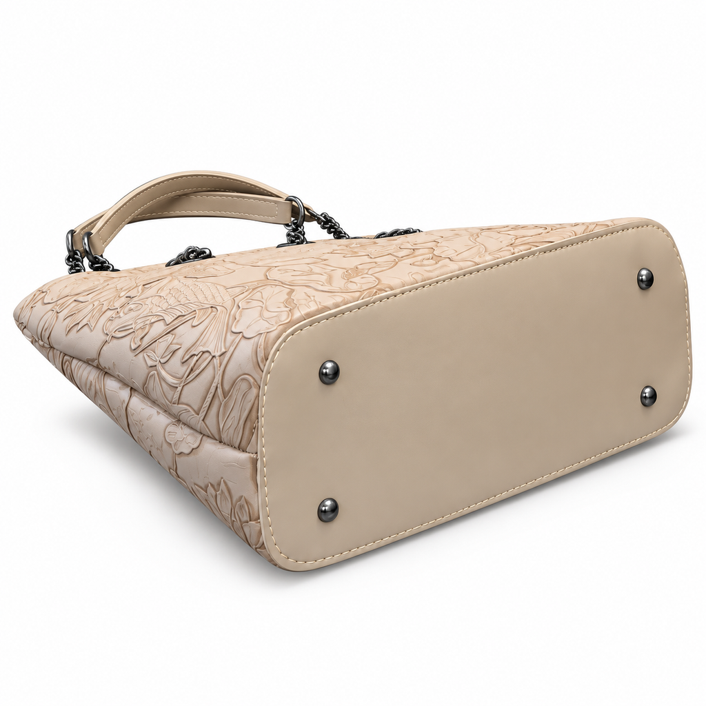 Fish Embossed Chain Shoulder Tote Bag