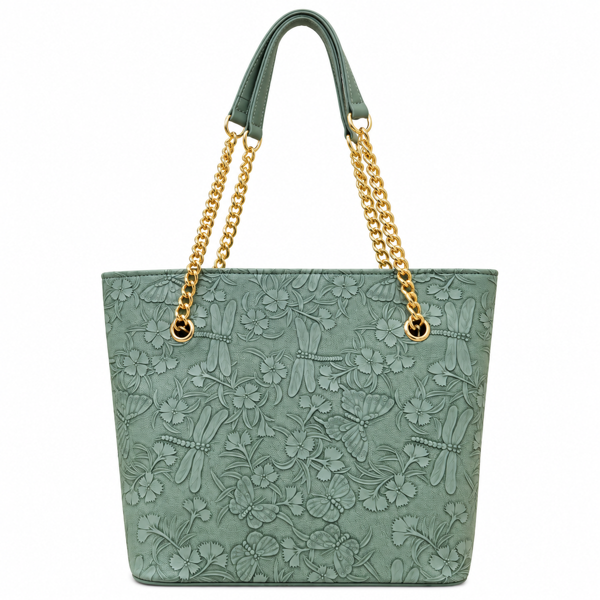 Fish Embossed Chain Shoulder Tote Bag