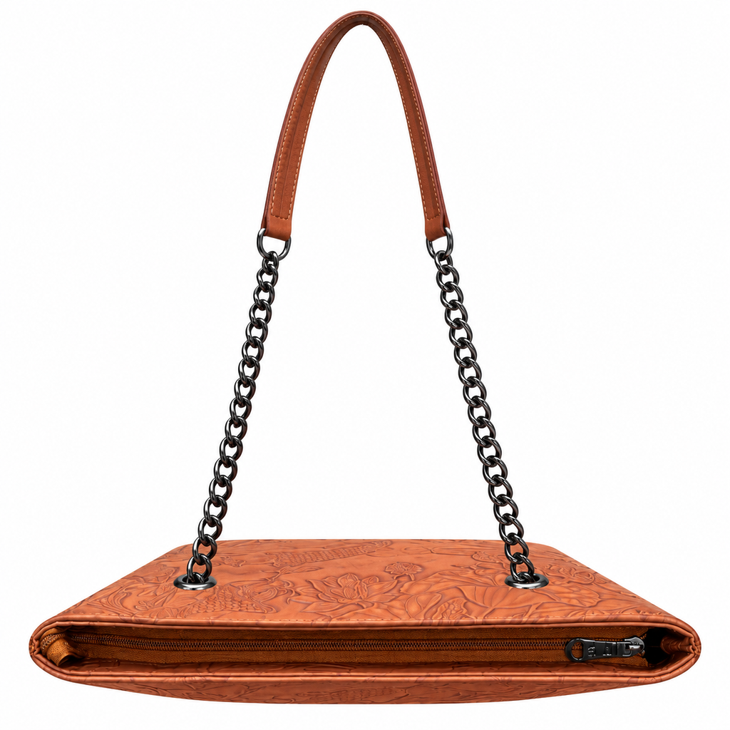 Fish Embossed Chain Shoulder Tote Bag