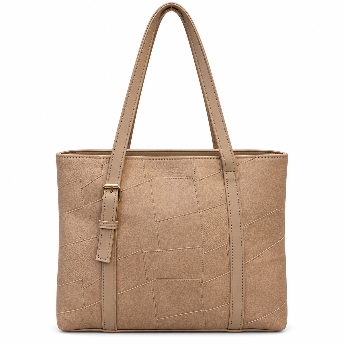 Geometric Patchwork Zip Tote Shoulder Bag