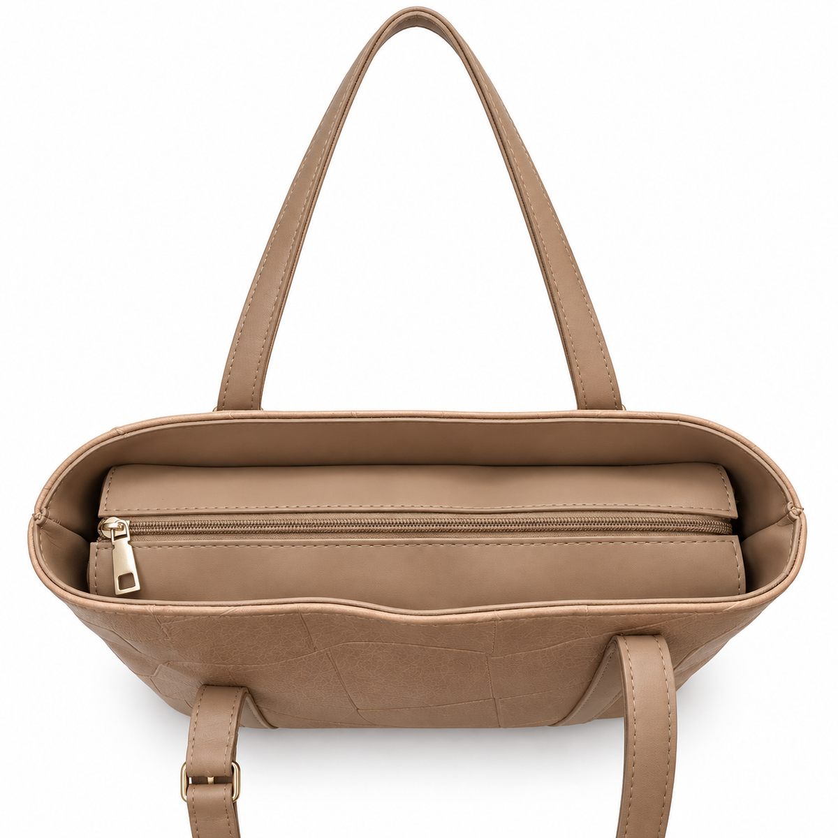 Geometric Patchwork Zip Tote Shoulder Bag
