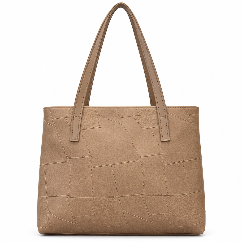 Geometric Patchwork Zip Tote Shoulder Bag
